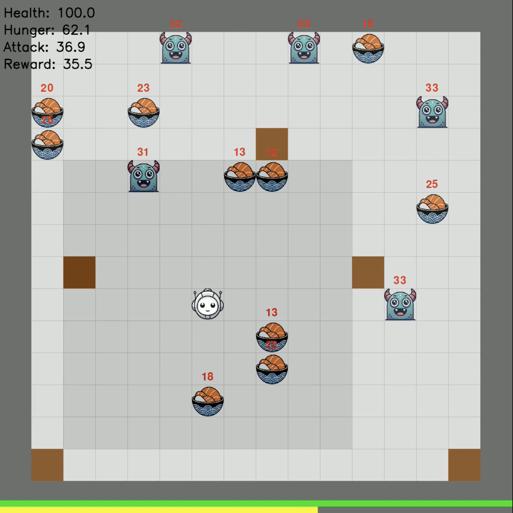 Simulated Survival Game using Reinforcement Learning